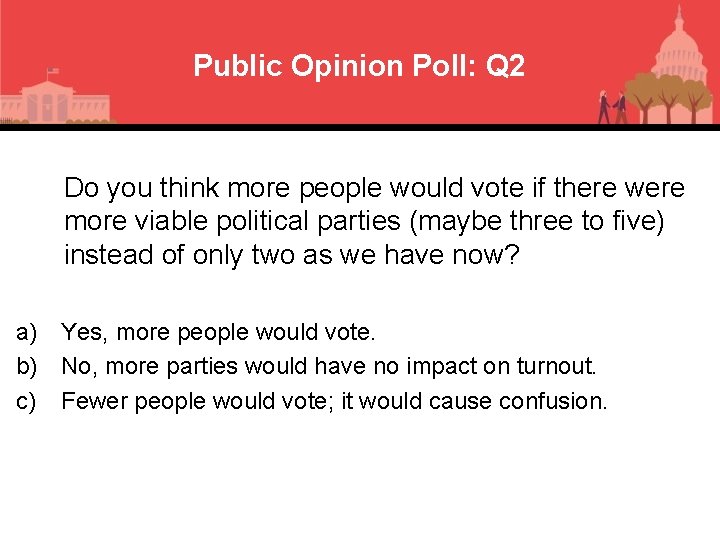 Public Opinion Poll: Q 2 Do you think more people would vote if there