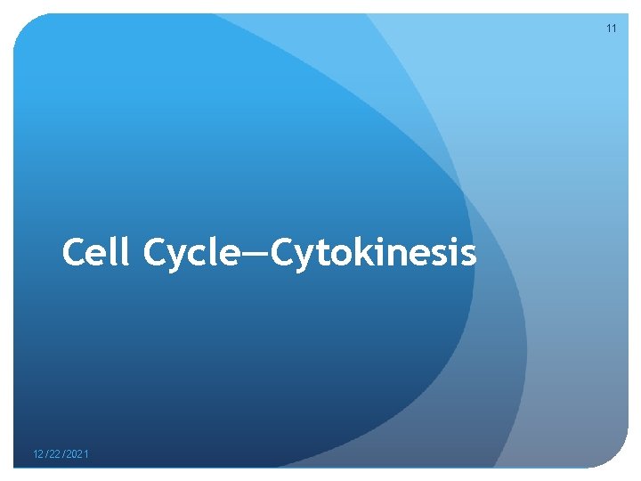 11 Cell Cycle—Cytokinesis 12/22/2021 