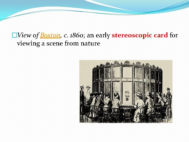 �View of Boston, c. 1860; an early stereoscopic card for viewing a scene from