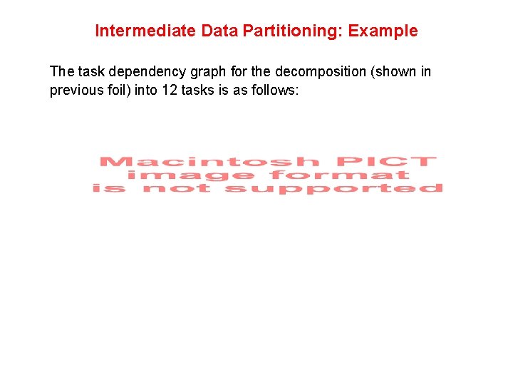 Intermediate Data Partitioning: Example The task dependency graph for the decomposition (shown in previous