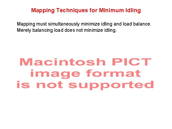 Mapping Techniques for Minimum Idling Mapping must simultaneously minimize idling and load balance. Merely
