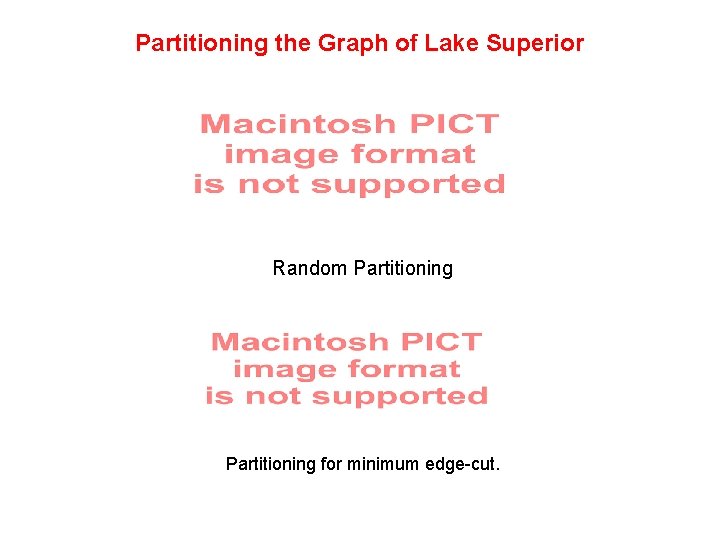 Partitioning the Graph of Lake Superior Random Partitioning for minimum edge-cut. 