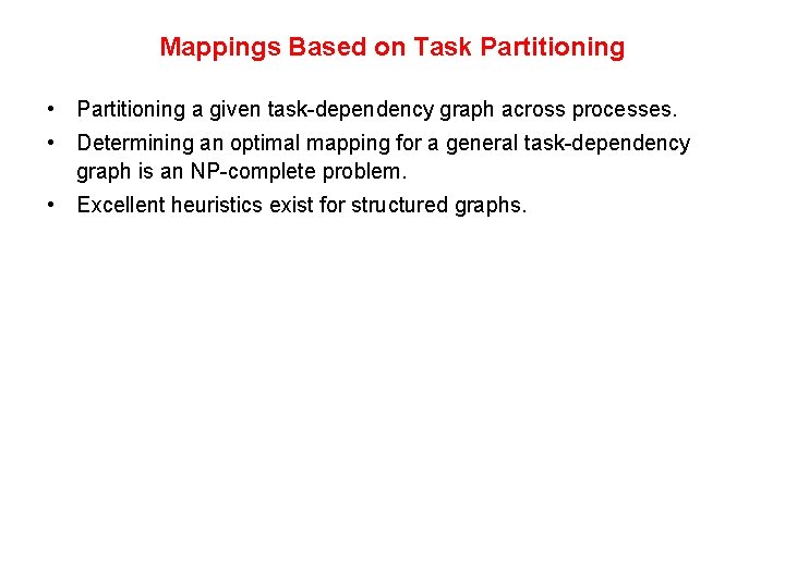 Mappings Based on Task Partitioning • Partitioning a given task-dependency graph across processes. •