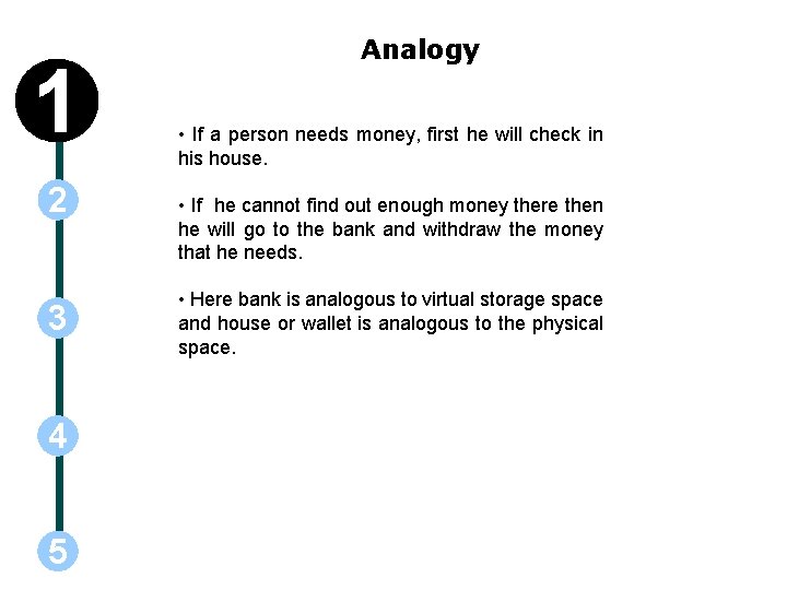 1 2 3 4 5 Analogy • If a person needs money, first he