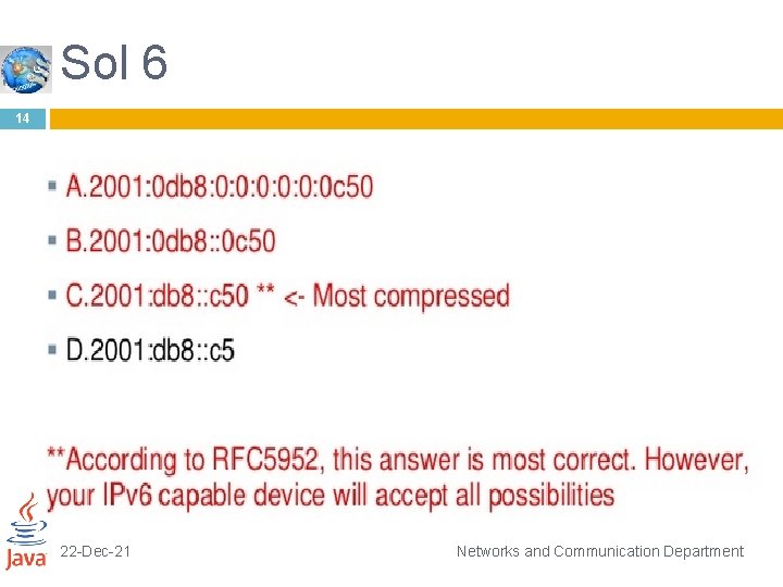 Sol 6 14 22 -Dec-21 Networks and Communication Department 