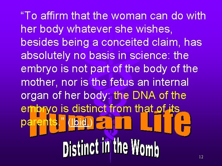 “To affirm that the woman can do with her body whatever she wishes, besides
