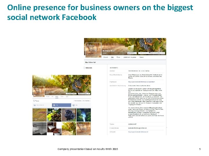 Online presence for business owners on the biggest social network Facebook Company presentation based
