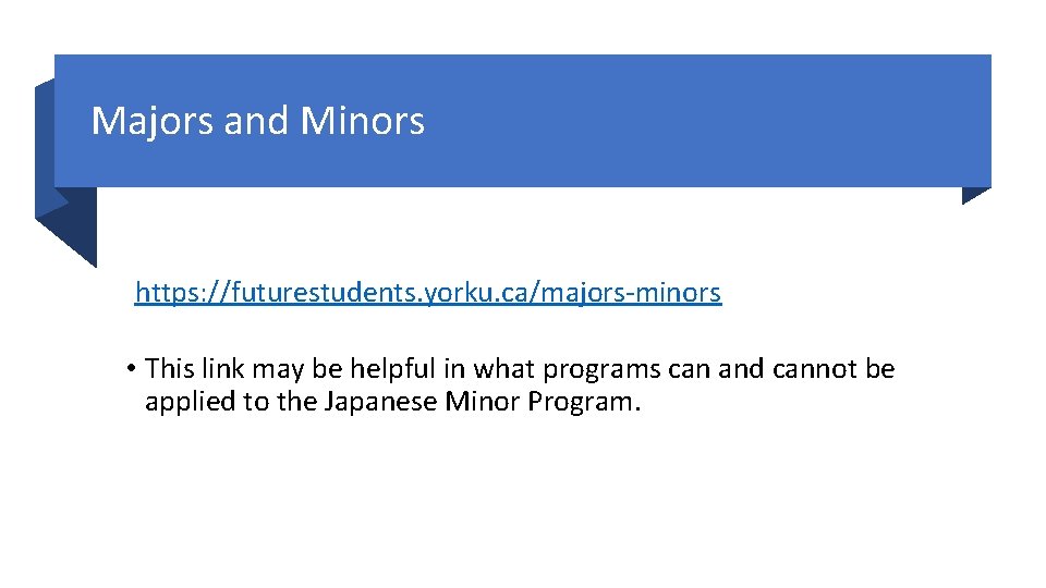 Majors and Minors https: //futurestudents. yorku. ca/majors-minors • This link may be helpful in