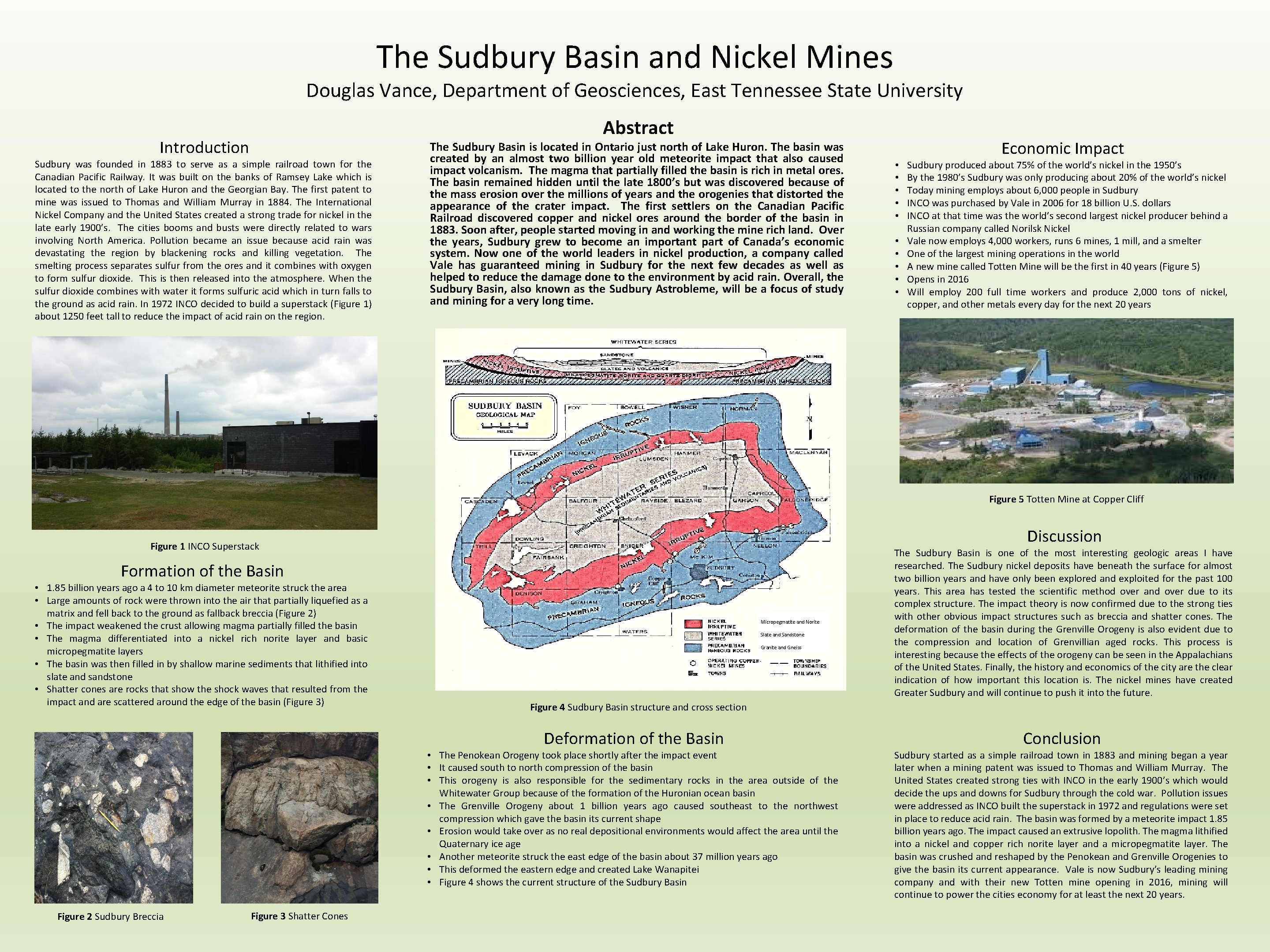 The Sudbury Basin and Nickel Mines Douglas Vance, Department of Geosciences, East Tennessee State