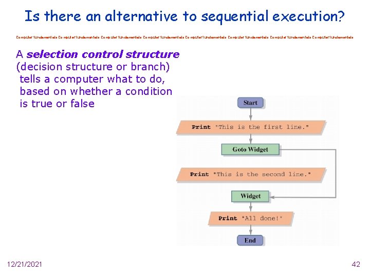 Is there an alternative to sequential execution? Computer fundamentals Computer fundamentals A selection control