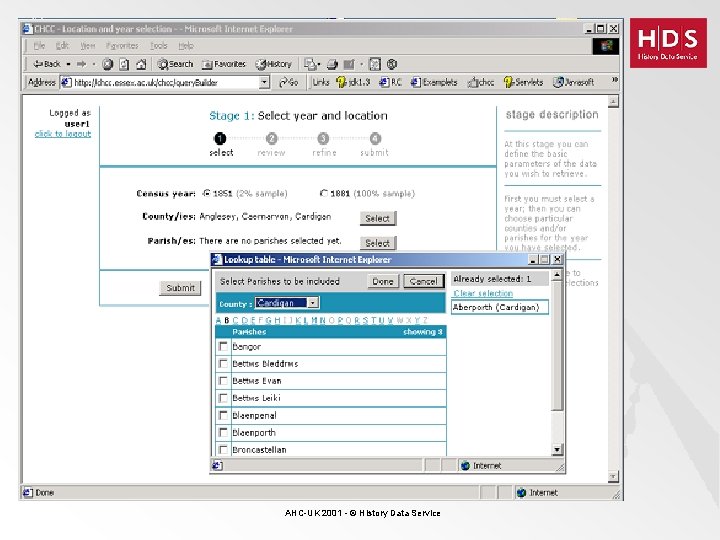 AHC-UK 2001 - © History Data Service 
