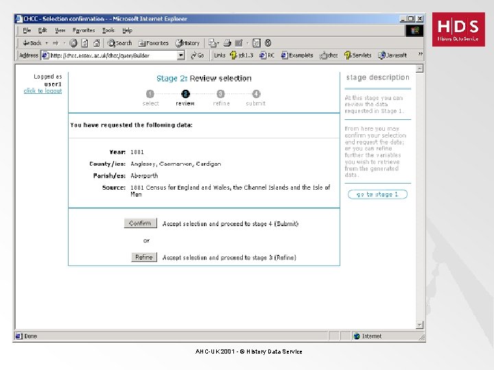 AHC-UK 2001 - © History Data Service 