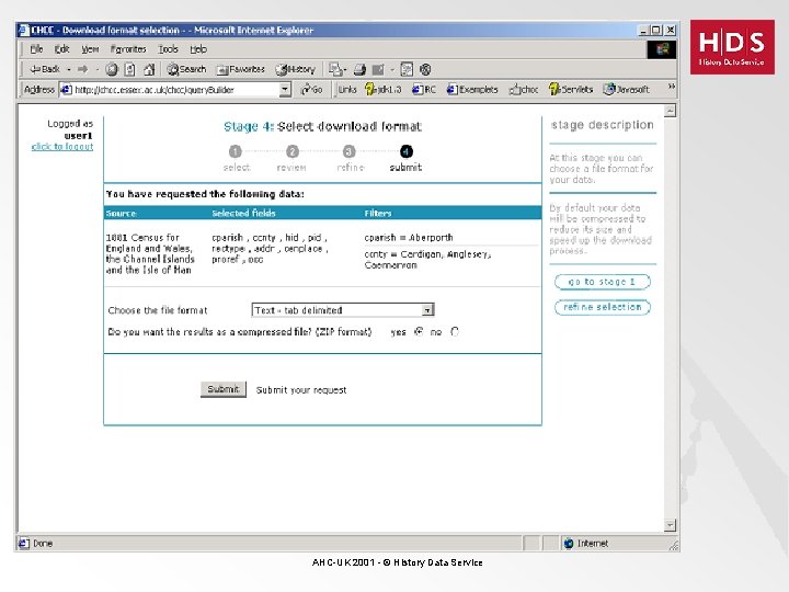 AHC-UK 2001 - © History Data Service 