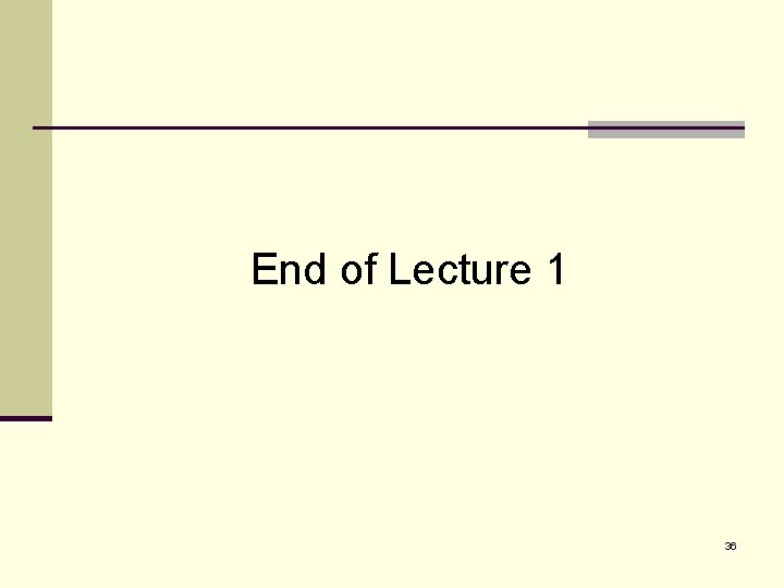 End of Lecture 1 36 