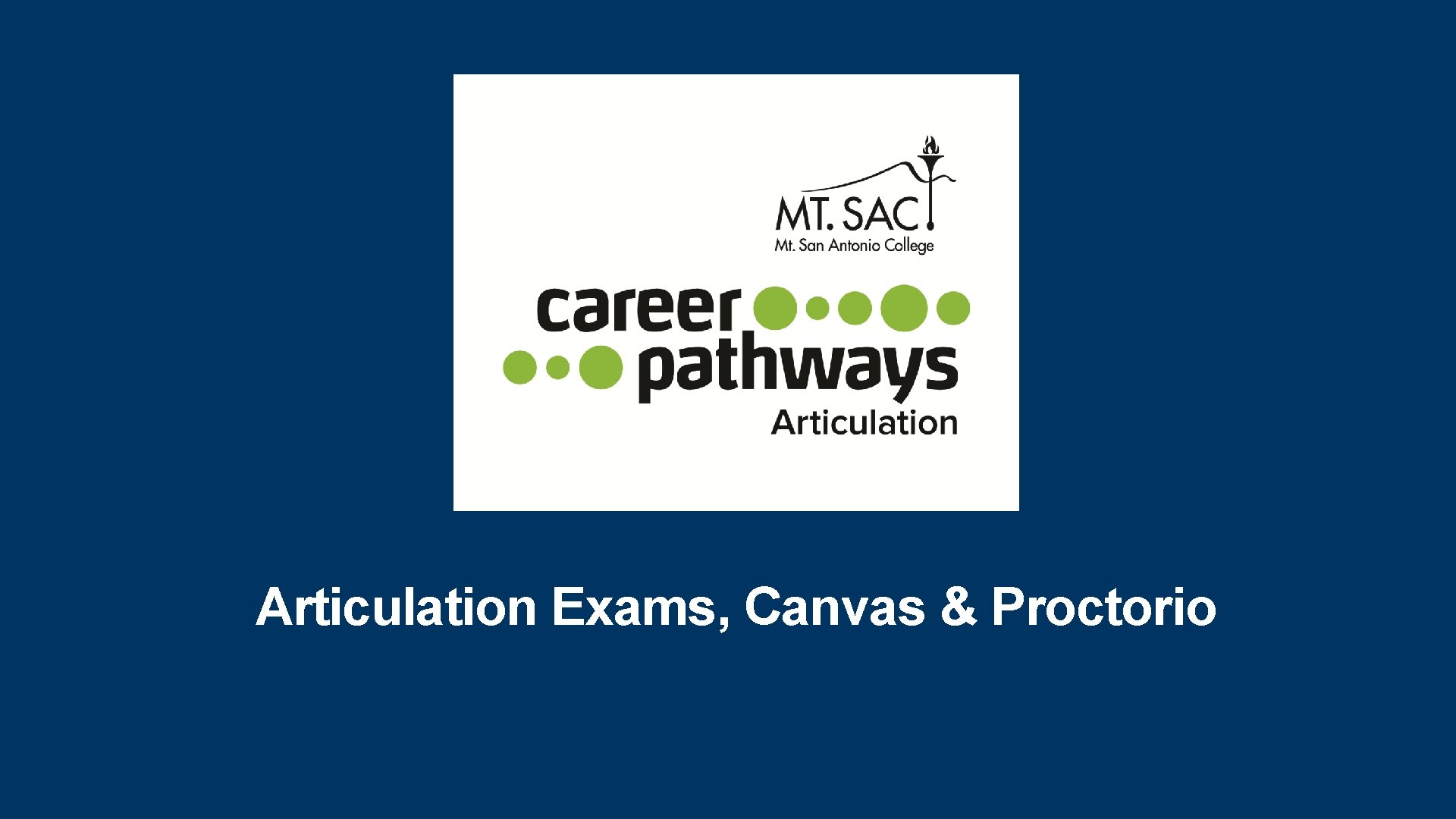 Articulation Exams, Canvas & Proctorio 