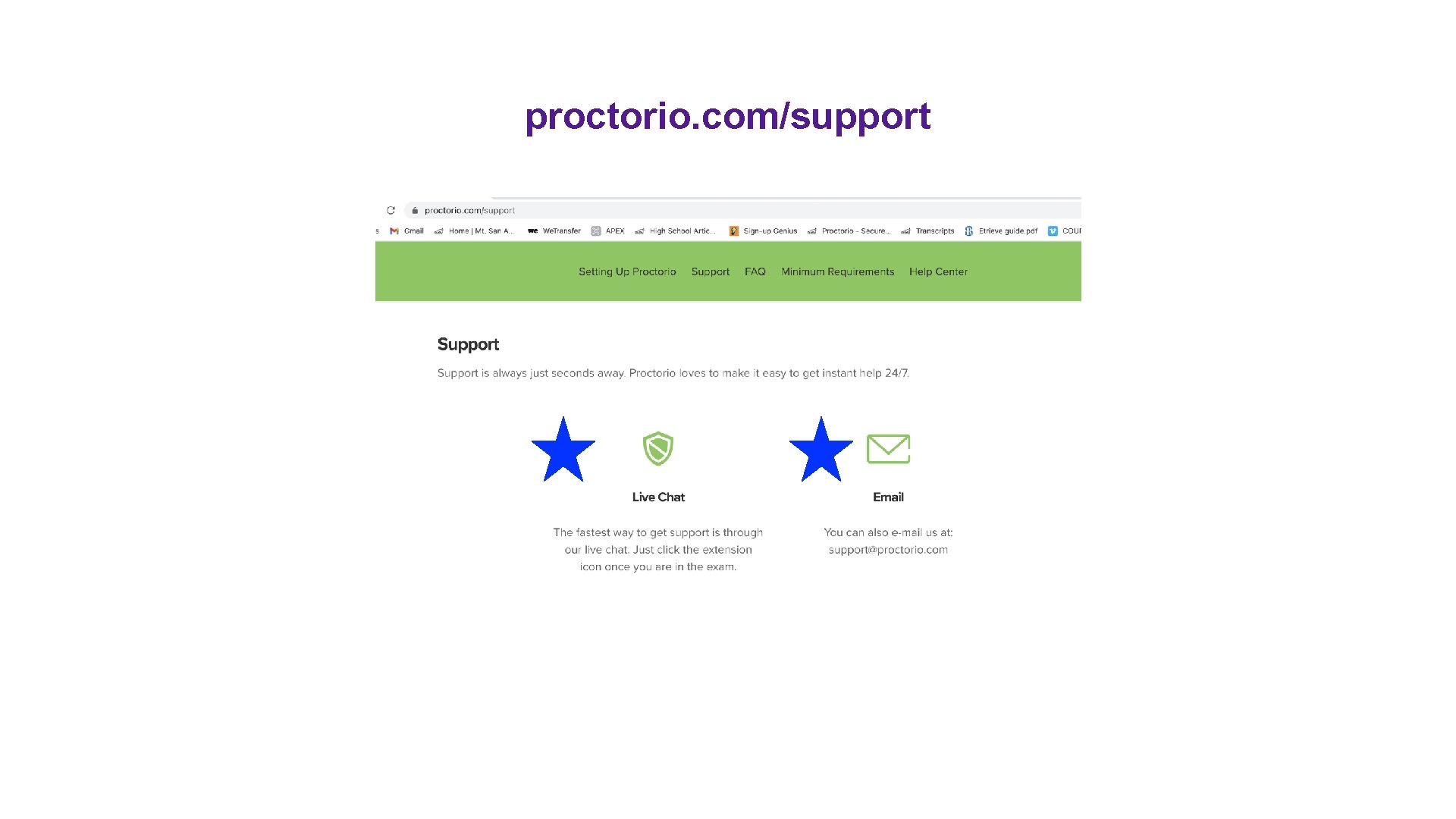 proctorio. com/support 