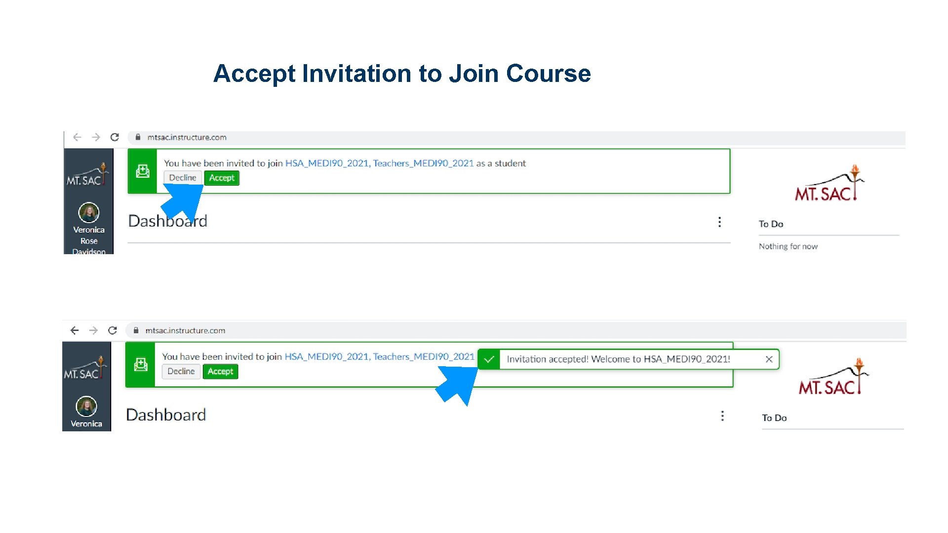 Accept Invitation to Join Course 