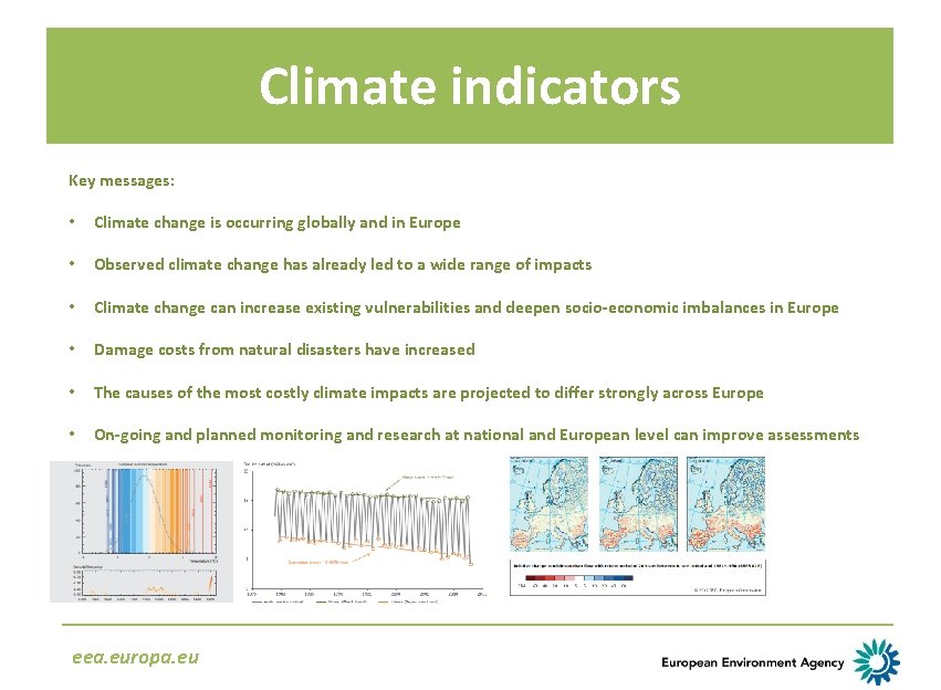 Climate indicators Key messages: • Climate change is occurring globally and in Europe •