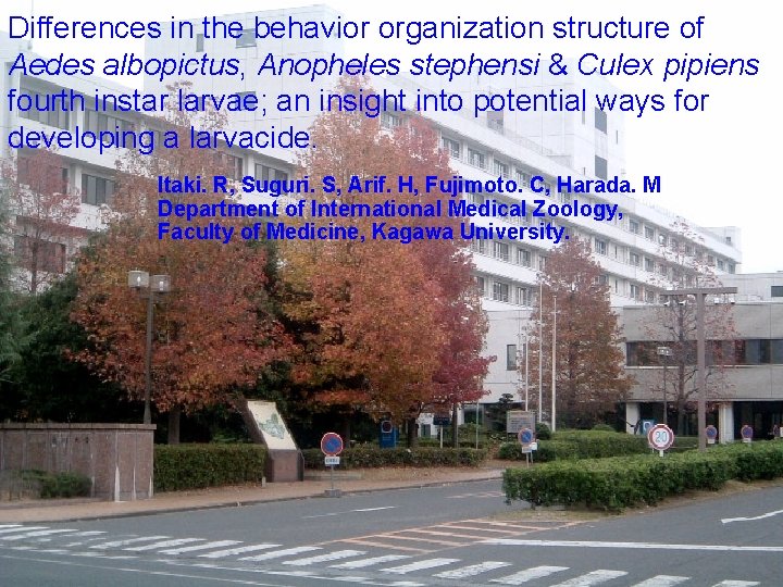 Differences in the behavior organization structure of Aedes albopictus, Anopheles stephensi & Culex pipiens