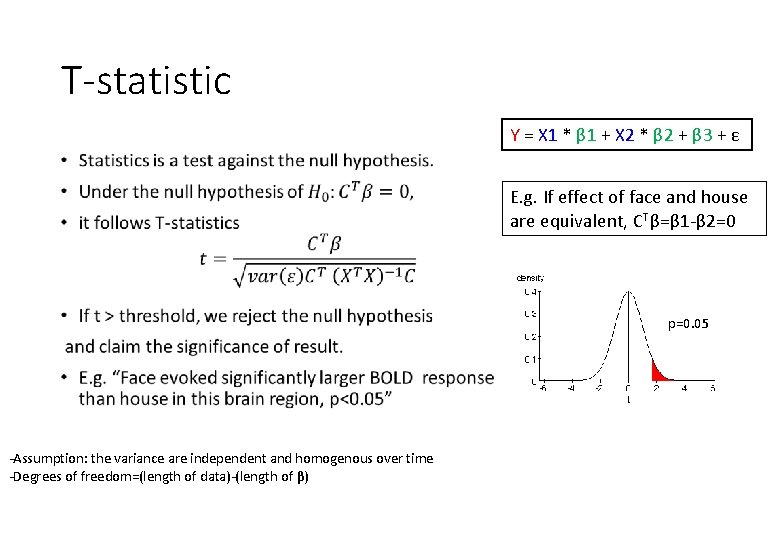 T-statistic Y = X 1 * β 1 + X 2 * β 2