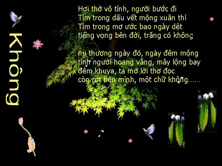 Hơi thở vô tình, người bước đi Tìm trong dấu vết mộng xuân thì