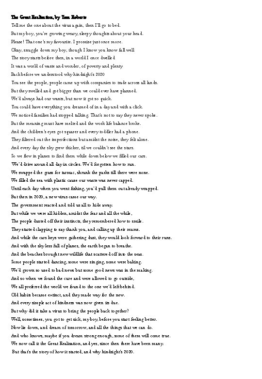 The Great Realisation, by Tom Roberts Tell me the one about the virus again,