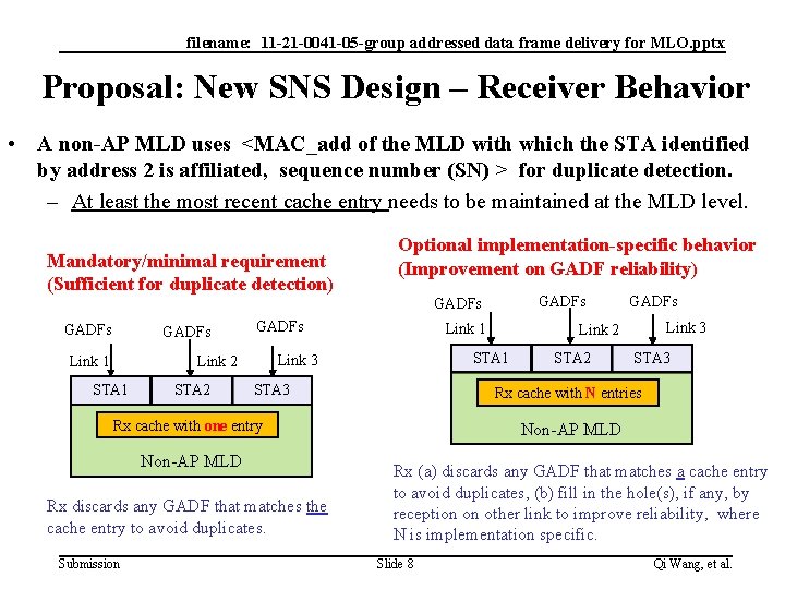 filename: 11 -21 -0041 -05 -group addressed data frame delivery for MLO. pptx Proposal:
