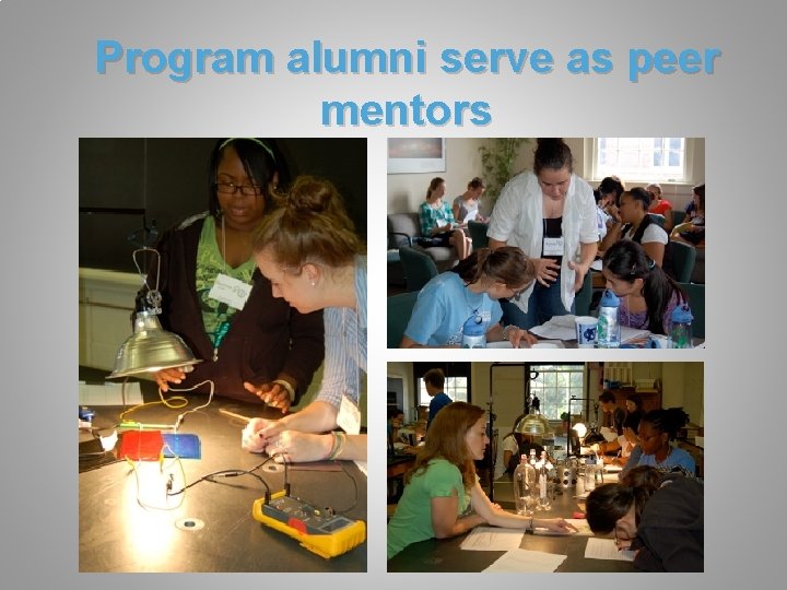 Program alumni serve as peer mentors 