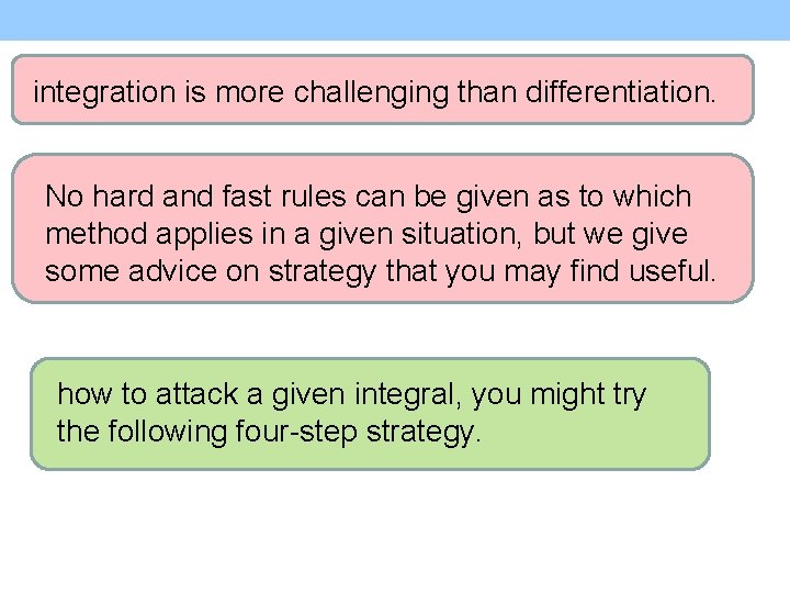 integration is more challenging than differentiation No hard