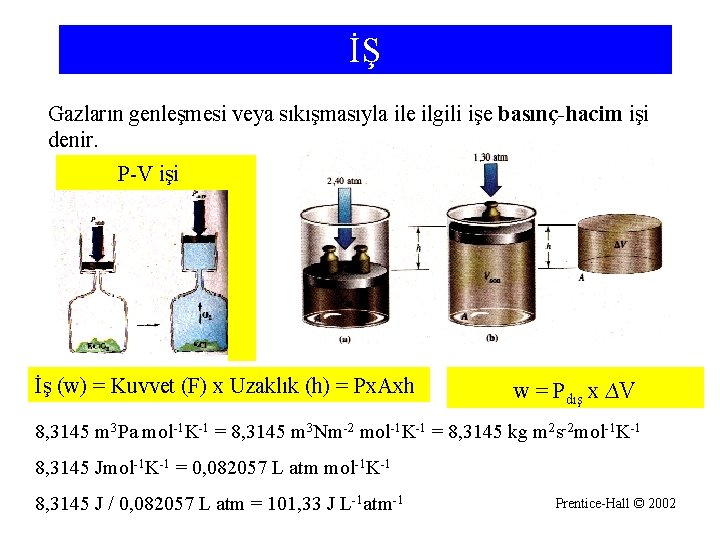 İŞ Gazların genleşmesi veya sıkışmasıyla ile ilgili işe basınç-hacim işi denir. P-V işi İş