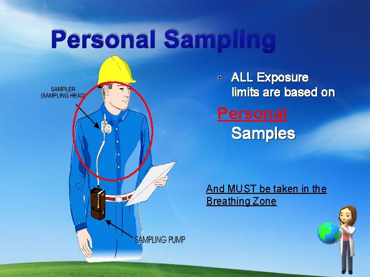Personal Sampling • ALL Exposure limits are based on Personal Samples And MUST be