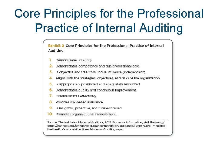 Core Principles for the Professional Practice of Internal Auditing Core Principles for the Professional Practice of Internal Auditing