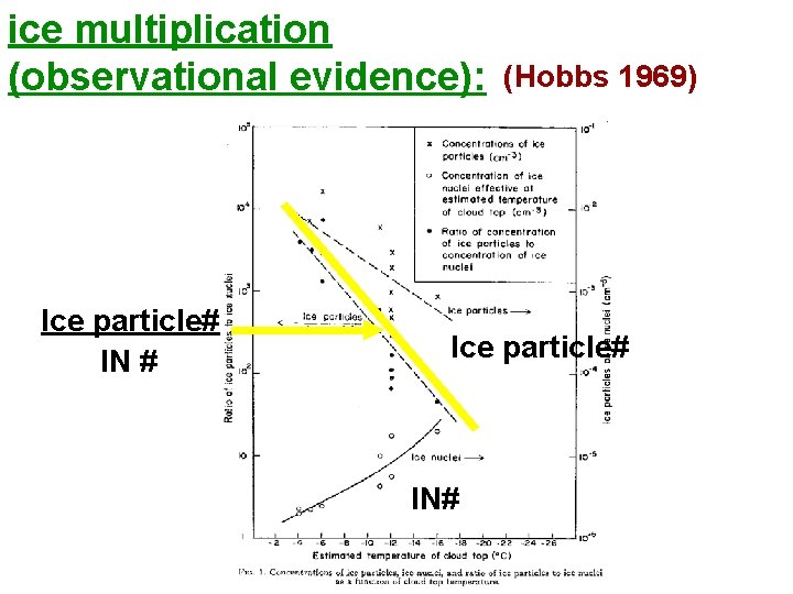 ice multiplication (observational evidence): Ice particle# IN # (Hobbs 1969) Ice particle# IN# 
