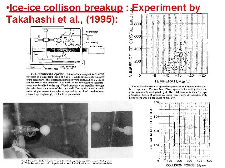  • Ice-ice collison breakup : Experiment by Takahashi et al. , (1995): 