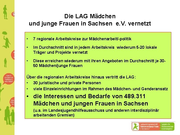Die LAG Mädchen und junge Frauen in Sachsen e. V. vernetzt • 7 regionale
