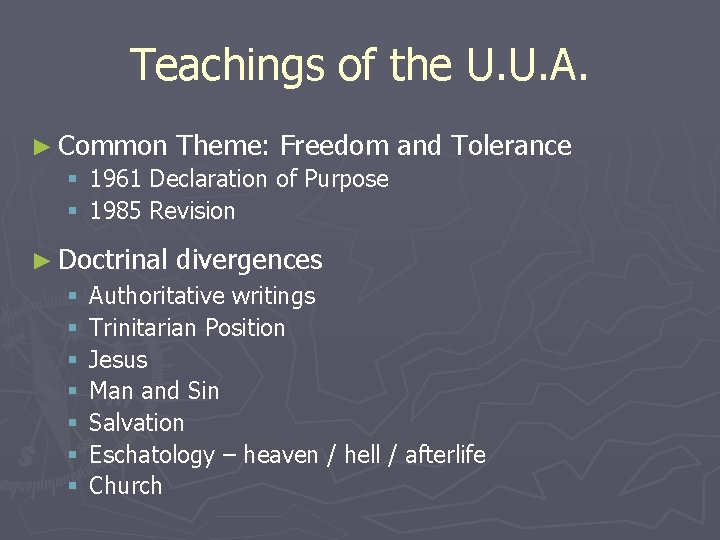 Teachings of the U. U. A. ► Common Theme: Freedom § 1961 Declaration of