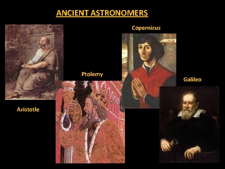 ANCIENT ASTRONOMERS Copernicus Ptolemy Aristotle Galileo 