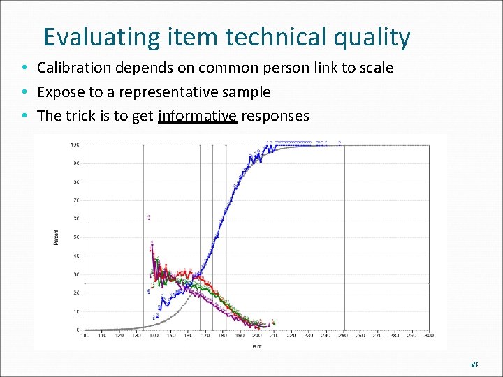 Evaluating item technical quality • Calibration depends on common person link to scale •