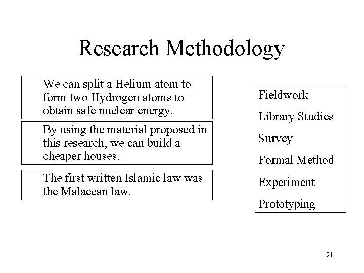 Research Methodology We can split a Helium atom to form two Hydrogen atoms to