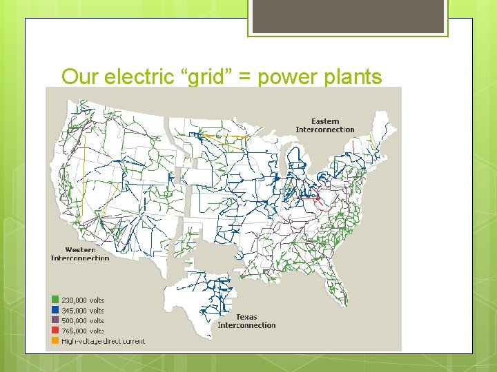 Our electric “grid” = power plants connected to consumers 