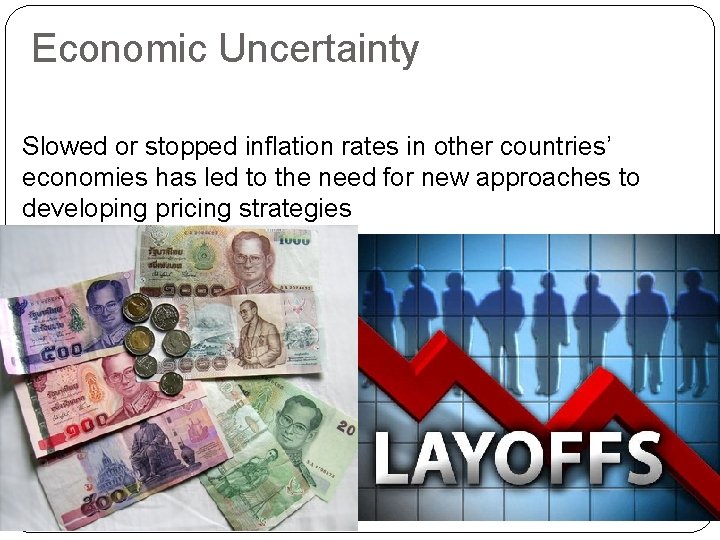 Economic Uncertainty Slowed or stopped inflation rates in other countries’ economies has led to