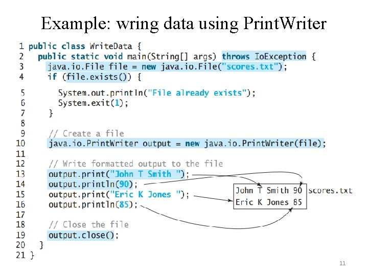 Example: wring data using Print. Writer 11 Example: wring data using Print. Writer 11
