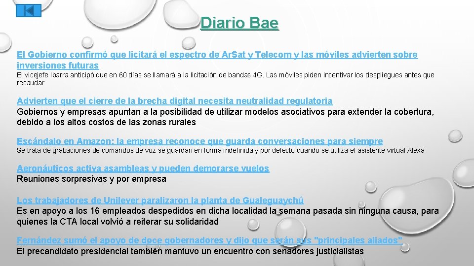 Diario Bae El Gobierno confirmó que licitará el espectro de Ar. Sat y Telecom