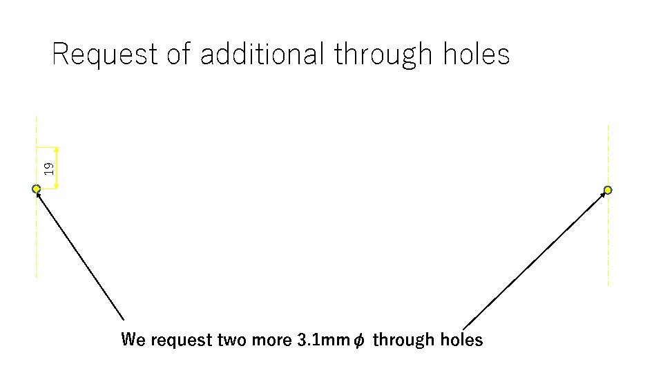 19 Request of additional through holes We request two more 3. 1 mmφ through