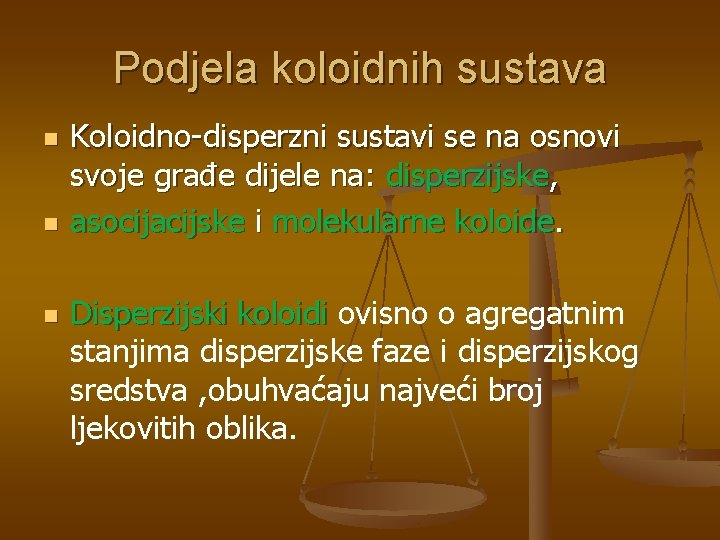 Podjela koloidnih sustava n n n Koloidno-disperzni sustavi se na osnovi svoje građe dijele