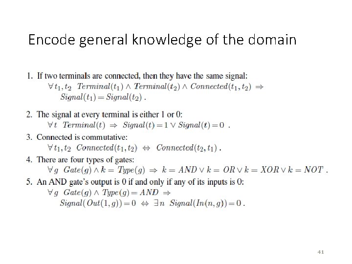Encode general knowledge of the domain 41 Encode general knowledge of the domain 41