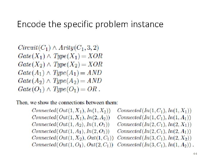 Encode the specific problem instance 44 