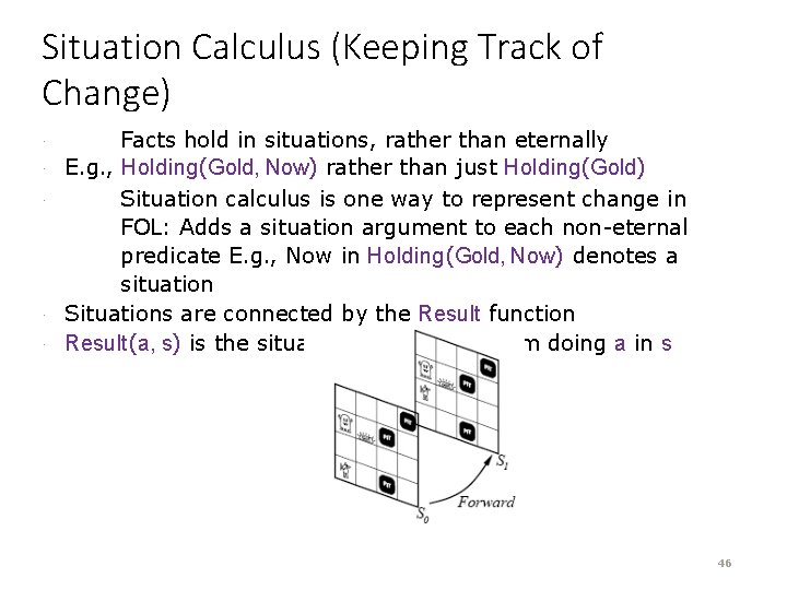 Situation Calculus (Keeping Track of Change) · · · Facts hold in situations, rather