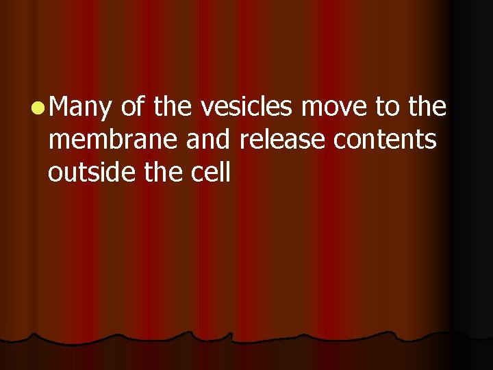 l Many of the vesicles move to the membrane and release contents outside the l Many of the vesicles move to the membrane and release contents outside the