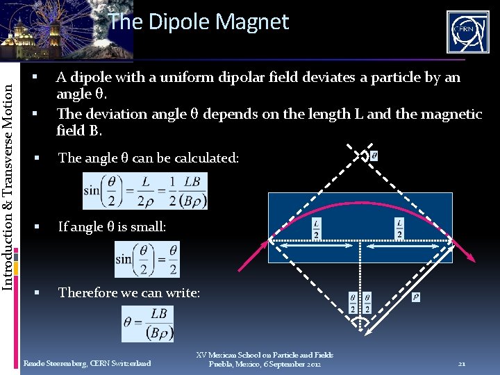 Introduction & Transverse Motion The Dipole Magnet A dipole with a uniform dipolar field